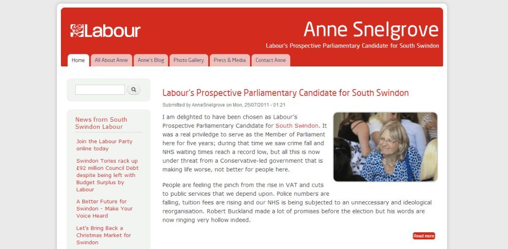 New Website for Anne Snelgrove, Labour Party PPC