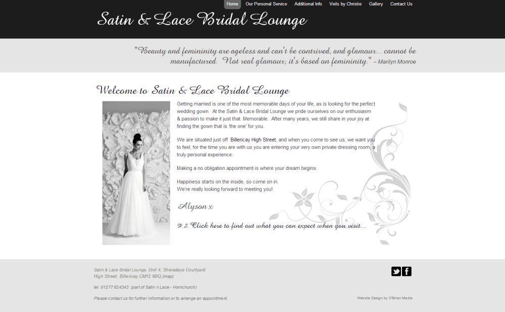 New Website for Satin and Lace Bridal Lounge
