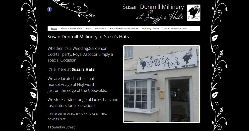 New website for Susan Dunmill Millinery, Highworth