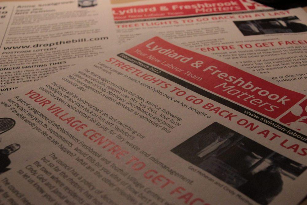 Newsletter style leaflet for South Swindon Labour Party