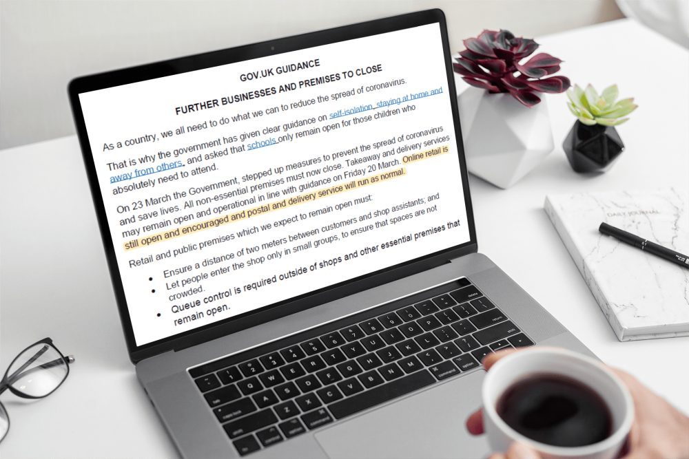 “Online retail is still open and encouraged”
