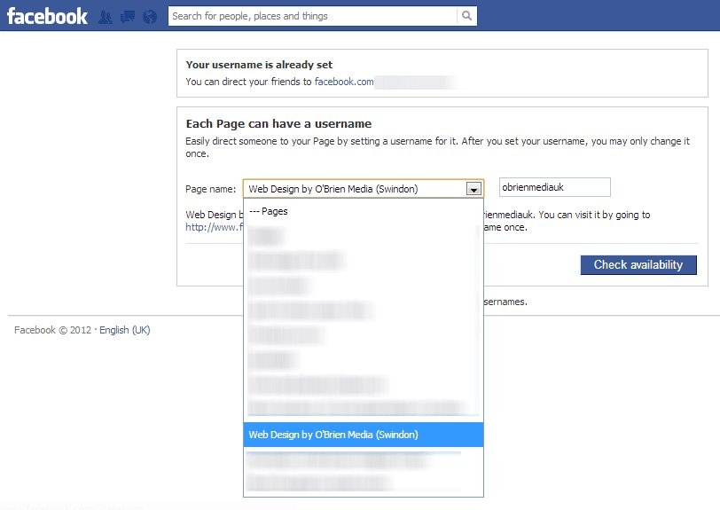 Setting a Username for your Facebook Page