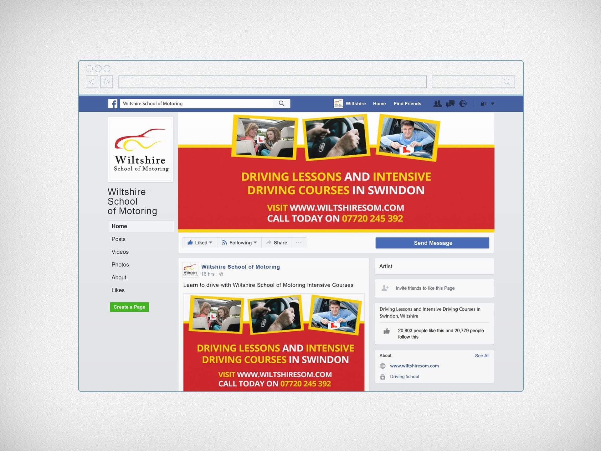 Facebook page creation and social media graphics for Wiltshire School of Motoring.jpg