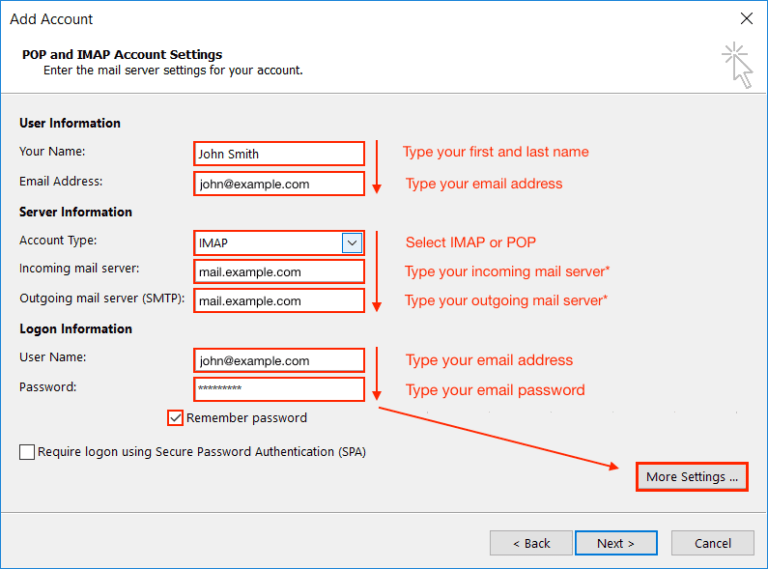 how to manually add email account in outlook 2016