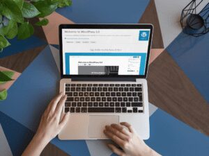 WordPress 5.0 page display on a laptop
