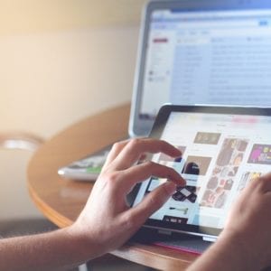 a person using a tablet