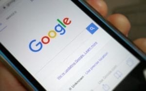 Google front page displaying on a mobile