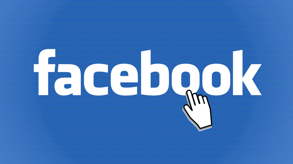 Facebook logo with a white hand