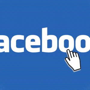 Facebook logo with a white hand
