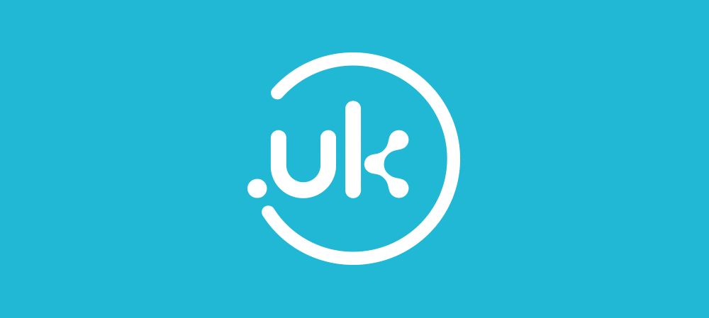 white Uk logo with a light blue background