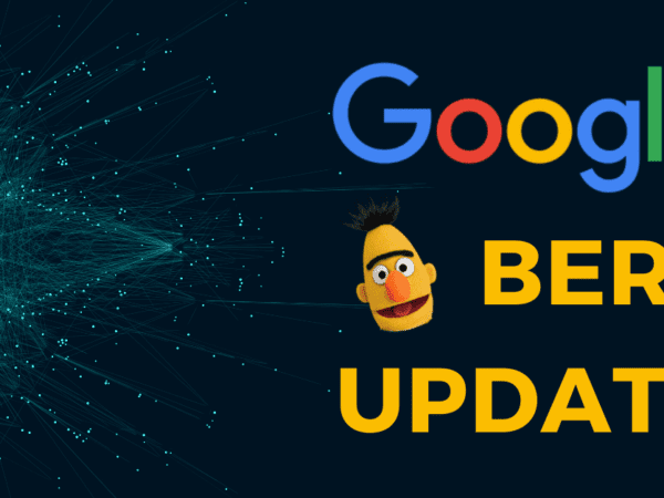 Google Bert update image with a green stars background