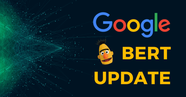 Google Bert update image with a green stars background