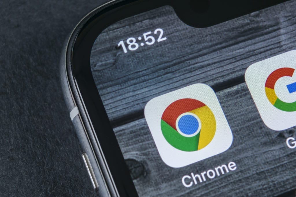 Chrome logo on a mobile