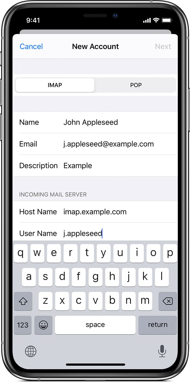 change email server settings iphone