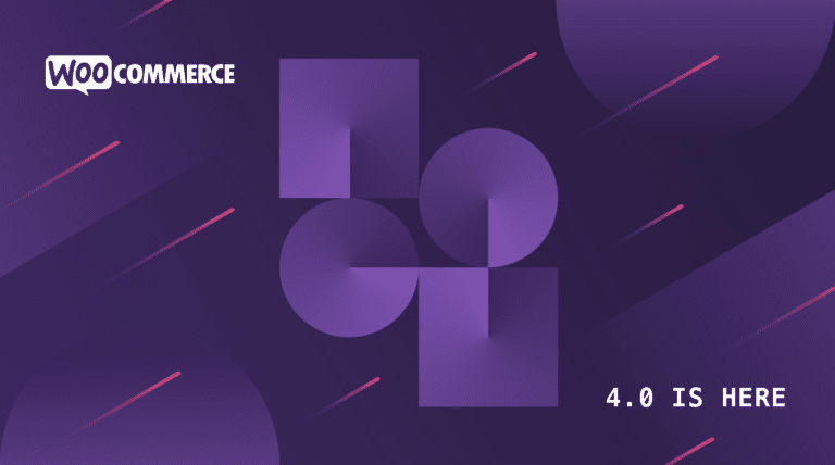 Woocommerce 4.0 presentation with purple background