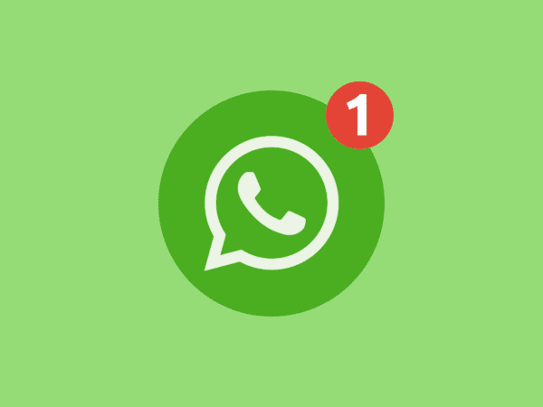 new message alert on the WhatsApp logo with light green background