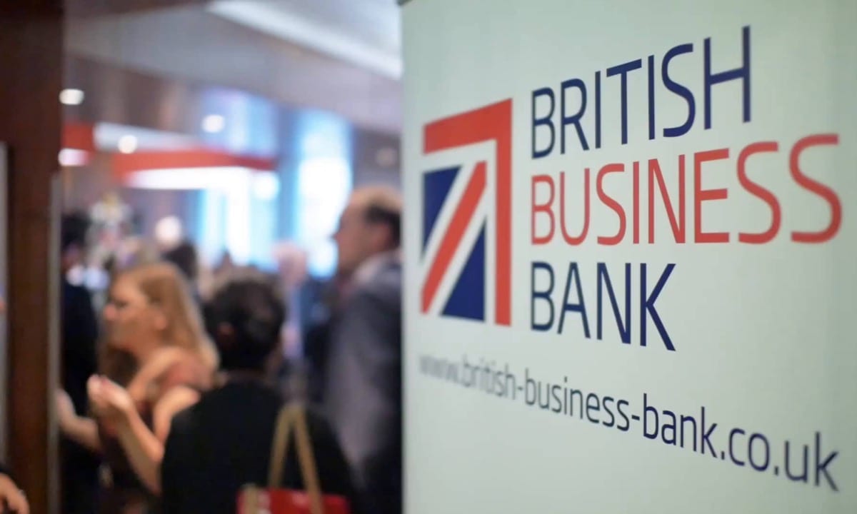 British Business Bank logo on a white wall
