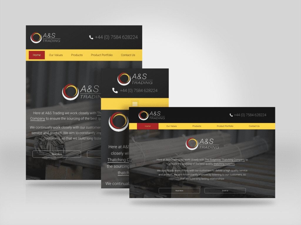 A&S Trading website responsive views