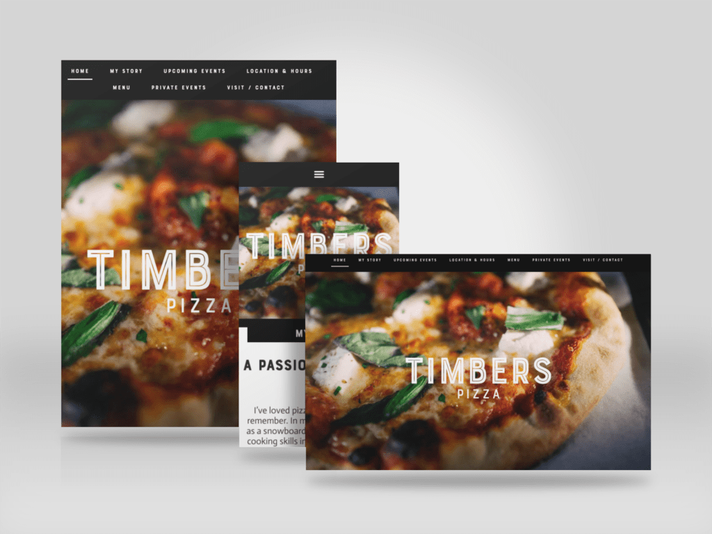 Timbers pizza website responsive views