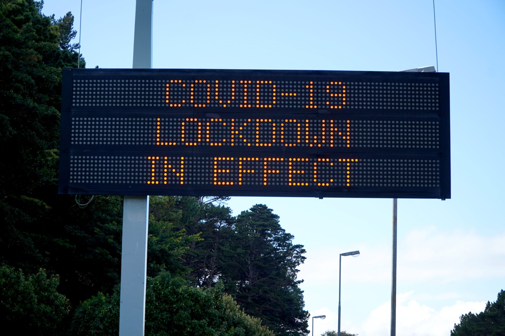 a warning sign during the lock down