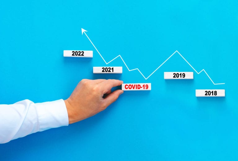 Graphic between years 2018 to 2022 and showing the year where COVID started