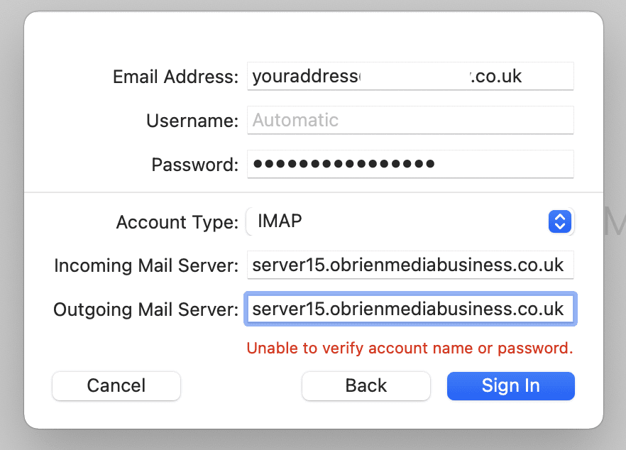 mac mail add account