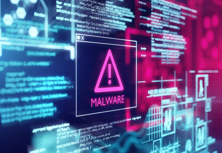 A computer screen with program code warning of a detected malware script program