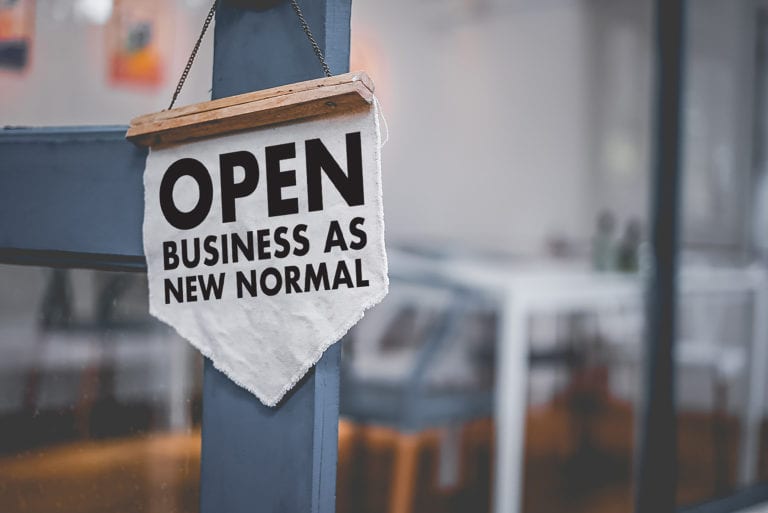 Open business as new normal sign
