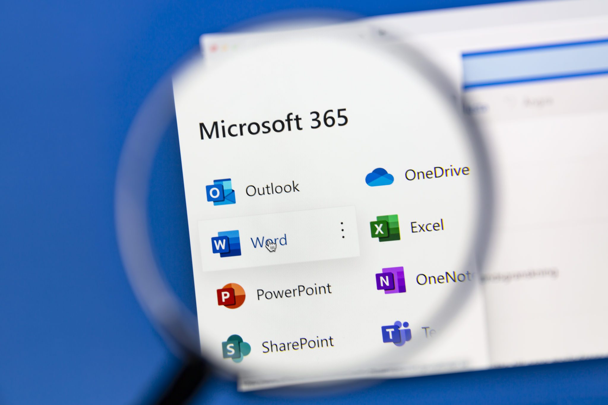 Microsoft 365 web apps on a computer screen
