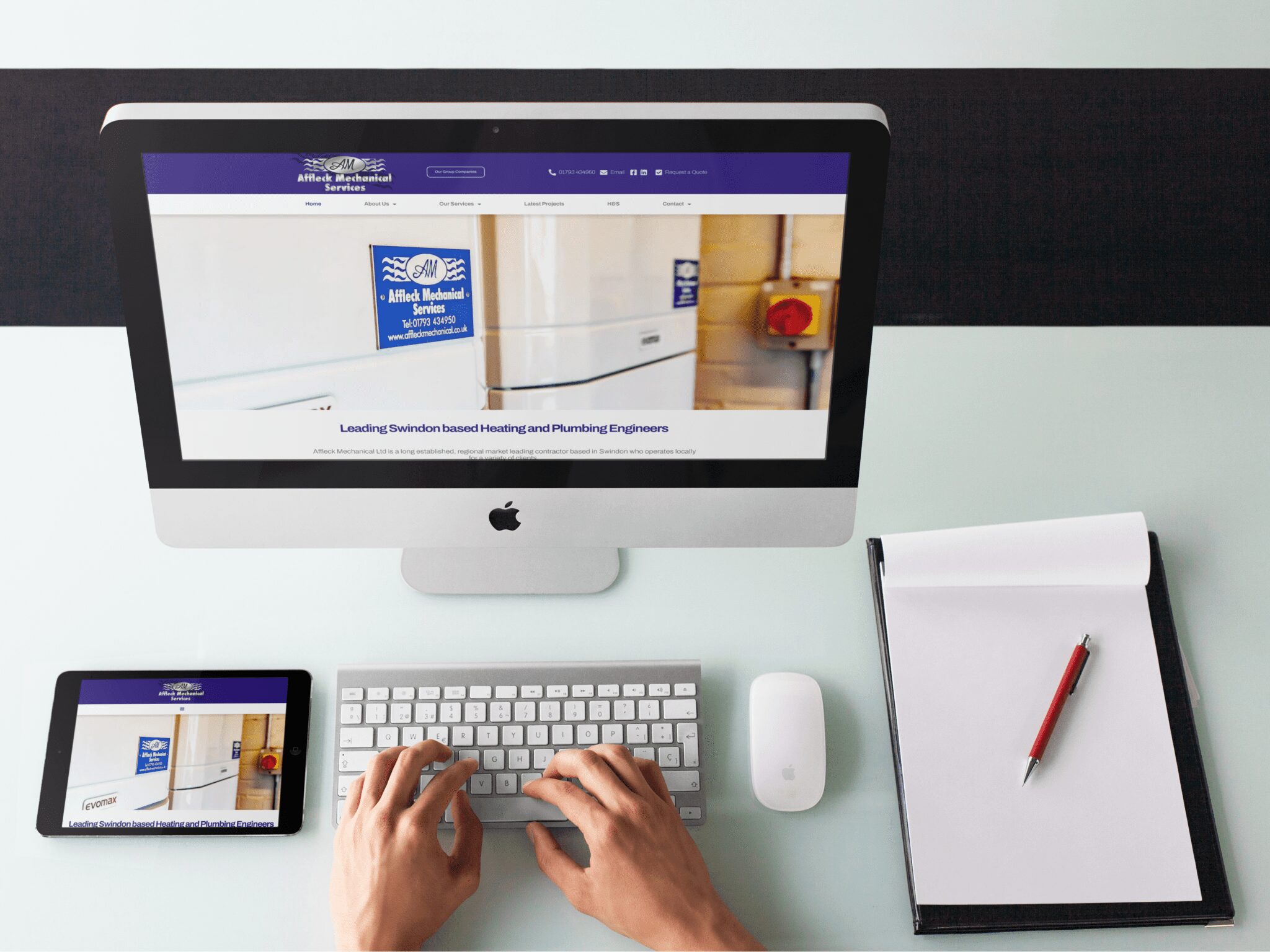 desktop and tablet views of Affleck Mechanical Service website