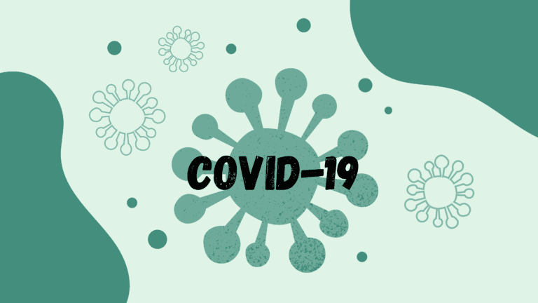 Covid 19 logo with a green background
