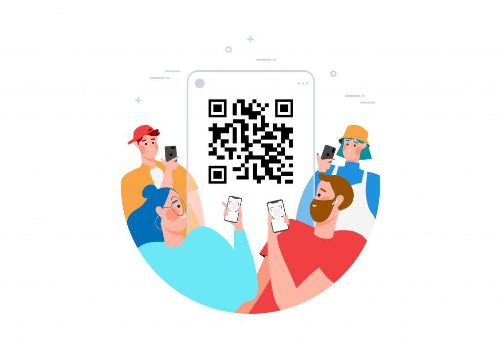 Qr code scanning concept with people scan code using smartphone