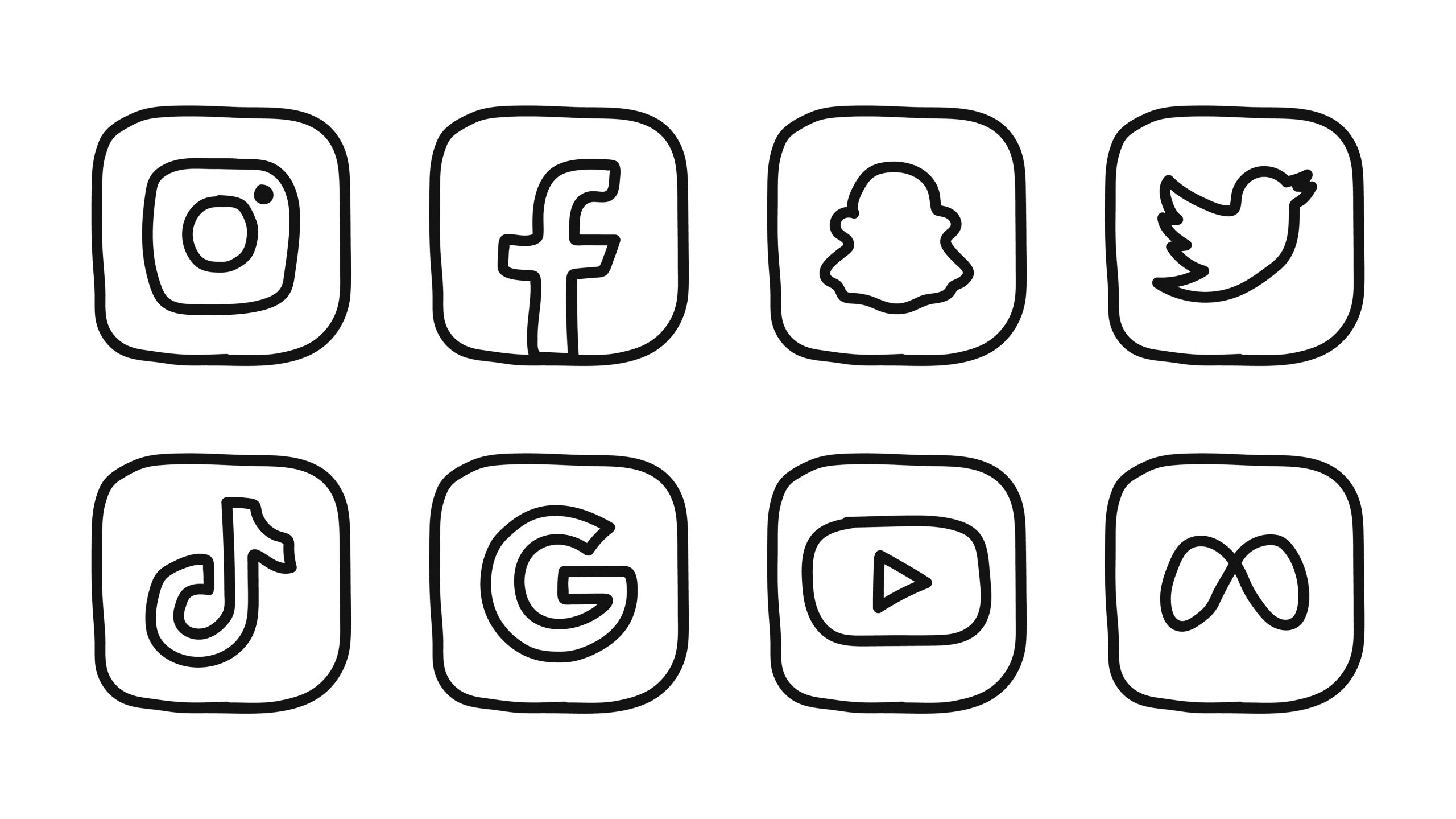 black social media logos with white background