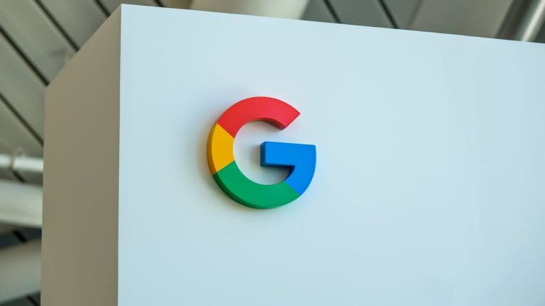 3D Google logo mounted on office wall
