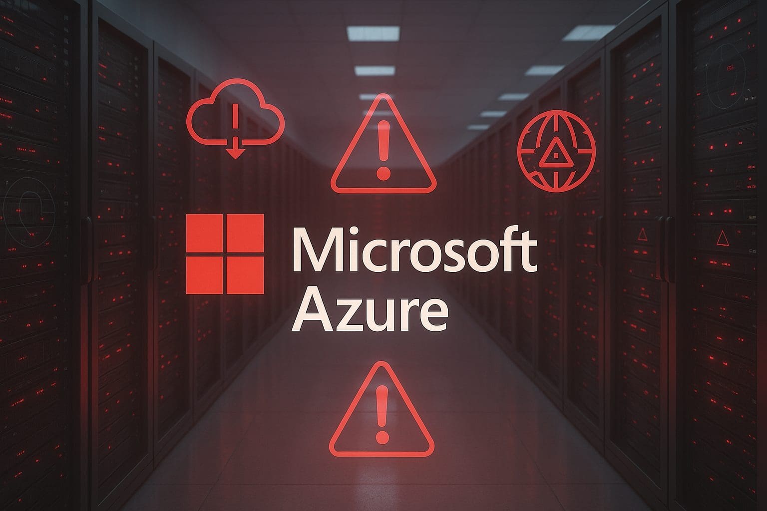 Modern data centre with glowing blue server racks representing Microsoft Azure cloud infrastructure