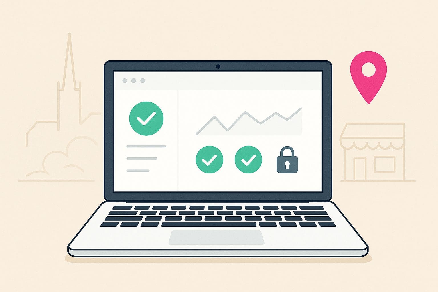 Laptop with security icons